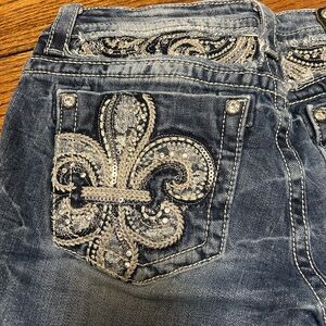 Miss Me Blue Boot Cut Jeans with Silver Accents